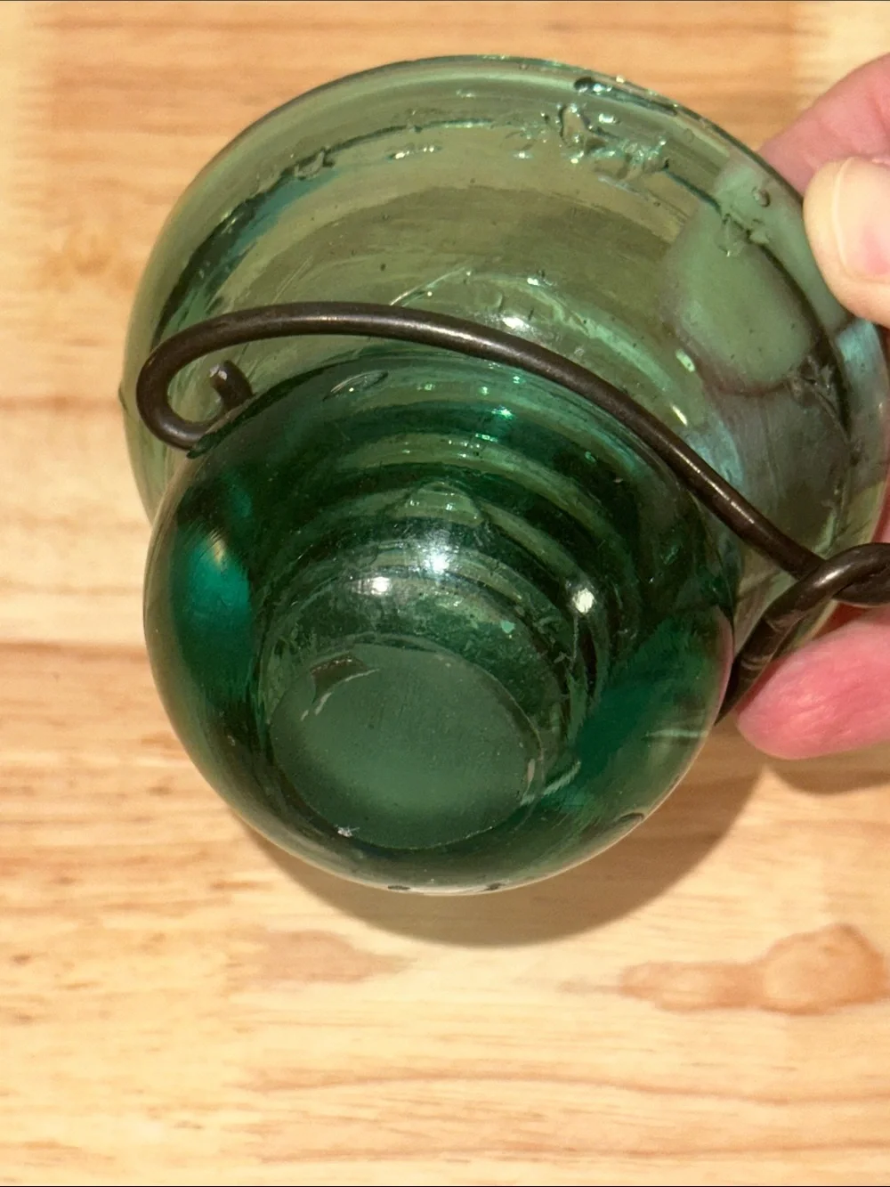 Vintage Green Glass Insulator Hanging Candle Holder / Planter Wall Decor